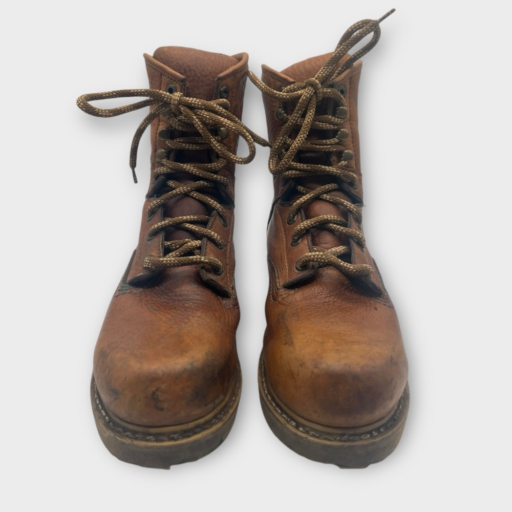 Georgia Wedge Work Boots Mens Size 9 W Barracuda Gold Leather G8152 Good Cond! - Picture 4 of 10